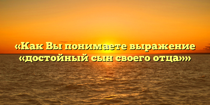«Как Вы понимаете выражение «достойный сын своего отца»»