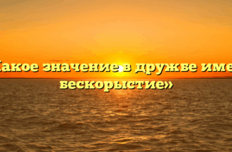 «Какое значение в дружбе имеет бескорыстие»