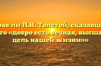 «Прав ли Л.Н. Толстой, сказавший, что «добро есть вечная, высшая цель нашей жизни»»