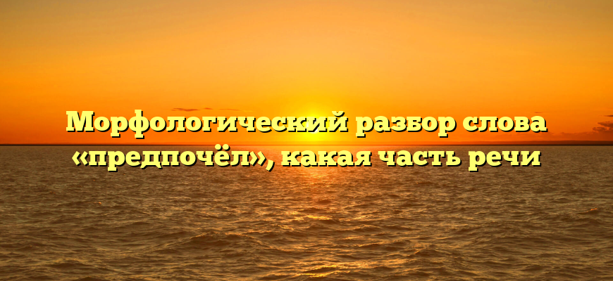 Морфологический разбор слова «предпочёл», какая часть речи
