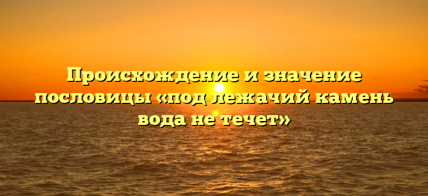 Происхождение и значение пословицы «под лежачий камень вода не течет»