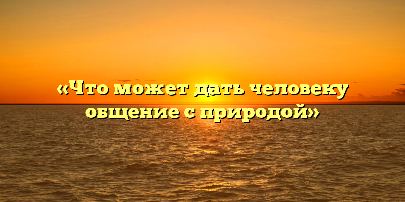 «Что может дать человеку общение с природой»