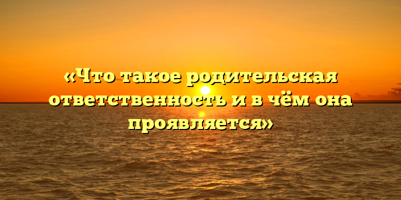 «Что такое родительская ответственность и в чём она проявляется»