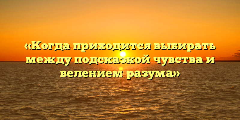«Когда приходится выбирать между подсказкой чувства и велением разума»