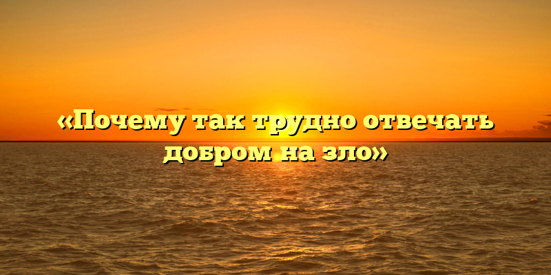 «Почему так трудно отвечать добром на зло»