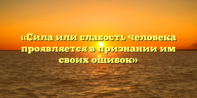 «Сила или слабость человека проявляется в признании им своих ошибок»