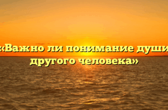 «Важно ли понимание души другого человека»