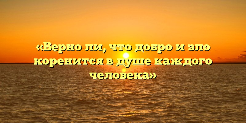 «Верно ли, что добро и зло коренится в душе каждого человека»