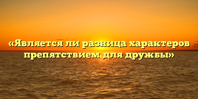 «Является ли разница характеров препятствием для дружбы»