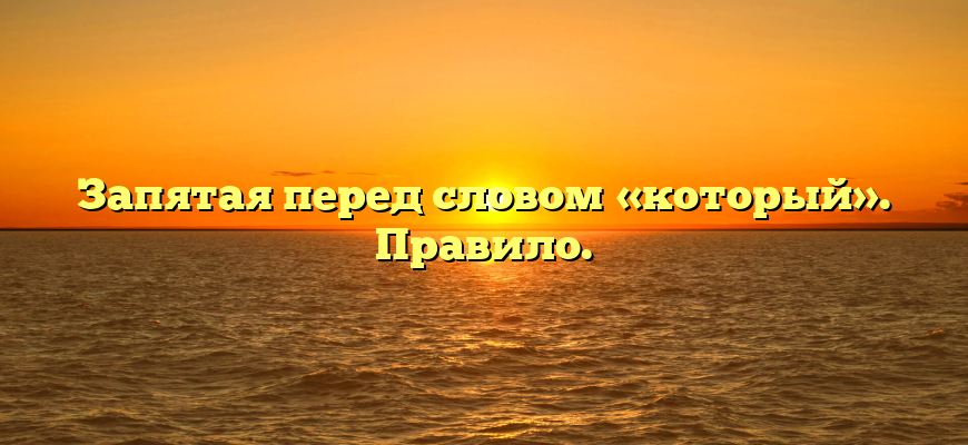 Запятая перед словом «который». Правило.