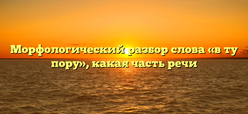 Морфологический разбор слова «в ту пору», какая часть речи