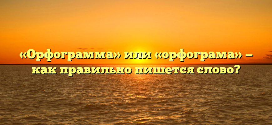 «Орфограмма» или «орфограма» — как правильно пишется слово?