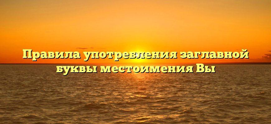 Правила употребления заглавной буквы местоимения Вы