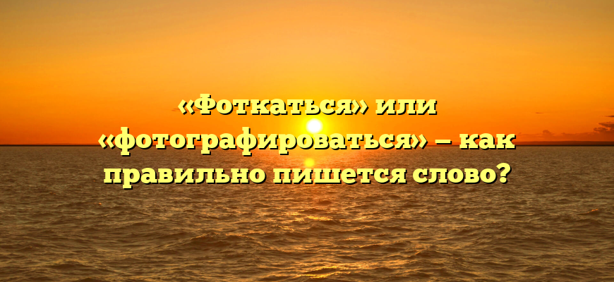 «Фоткаться» или «фотографироваться» — как правильно пишется слово?
