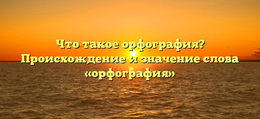 Что такое орфография? Происхождение и значение слова «орфография»