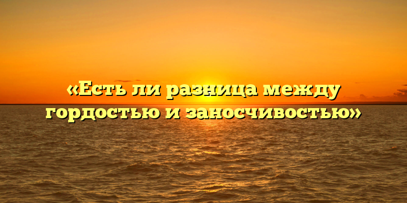 «Есть ли разница между гордостью и заносчивостью»