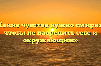 «Какие чувства нужно смирять, чтобы не навредить себе и окружающим»