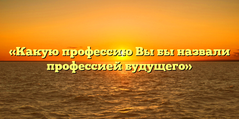 «Какую профессию Вы бы назвали профессией будущего»