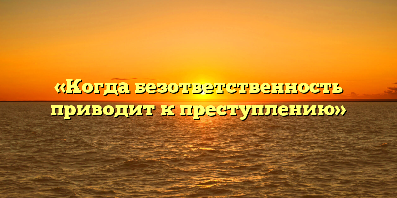 «Когда безответственность приводит к преступлению»