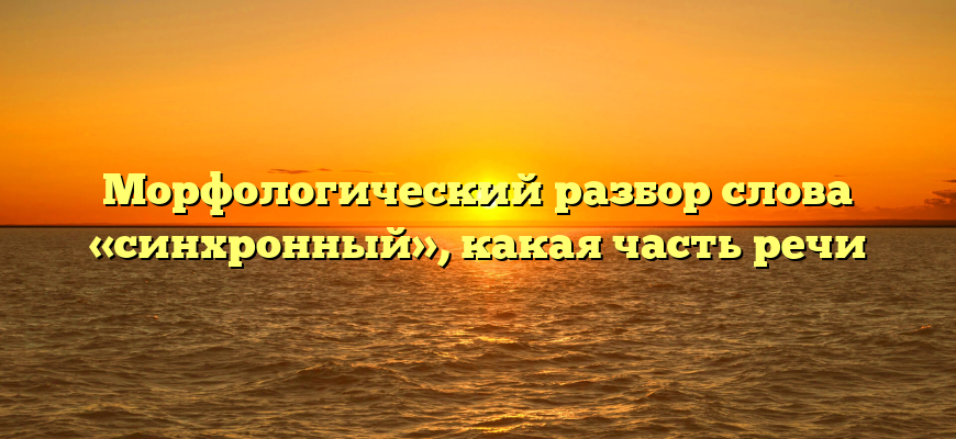 Морфологический разбор слова «синхронный», какая часть речи