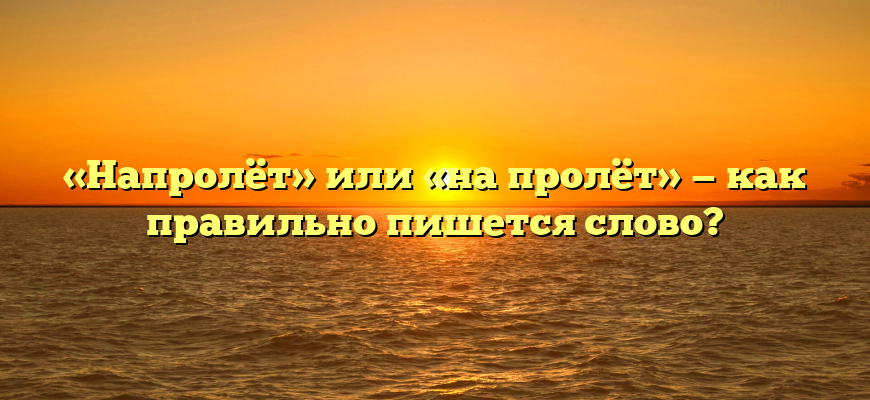 «Напролёт» или «на пролёт» — как правильно пишется слово?