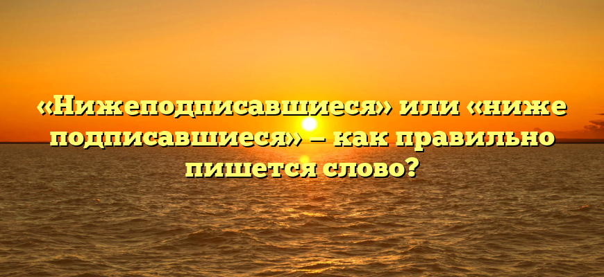 «Нижеподписавшиеся» или «ниже подписавшиеся» — как правильно пишется слово?