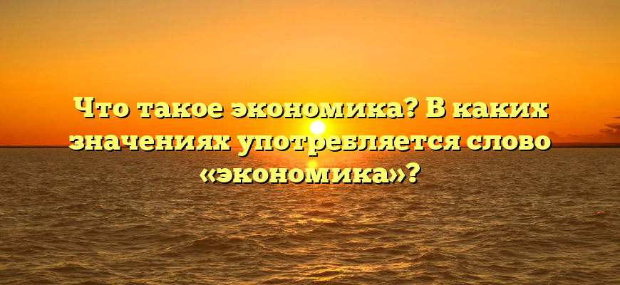 Что такое экономика? В каких значениях употребляется слово «экономика»?