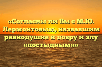 «Согласны ли Вы с М.Ю. Лермонтовым, назвавшим равнодушие к добру и злу «постыдным»»