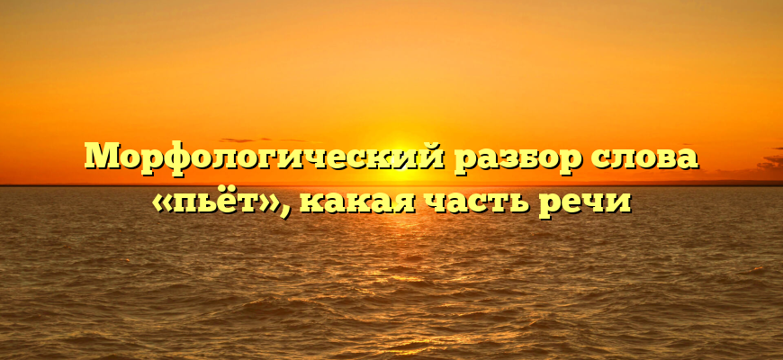 Морфологический разбор слова «пьёт», какая часть речи