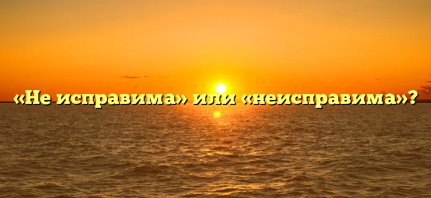 «Не исправима» или «неисправима»?