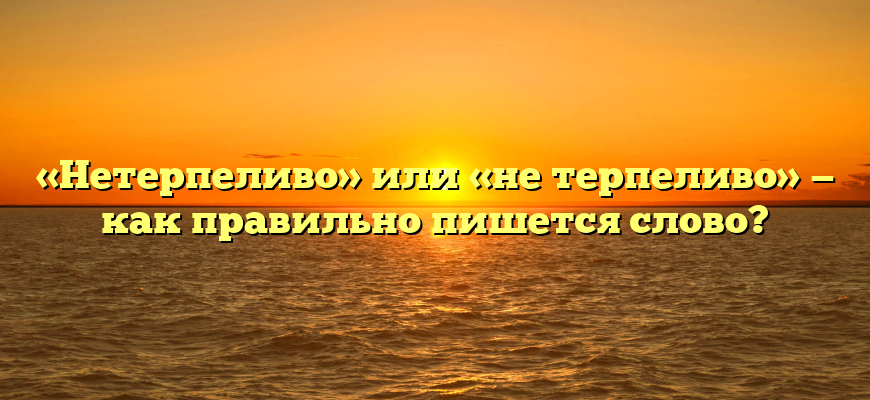 «Нетерпеливо» или «не терпеливо» — как правильно пишется слово?