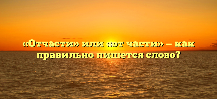 «Отчасти» или «от части» — как правильно пишется слово?