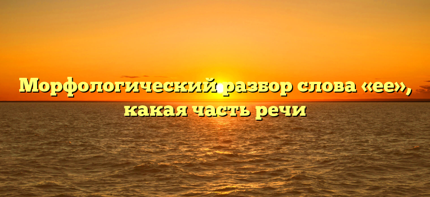 Морфологический разбор слова «ее», какая часть речи