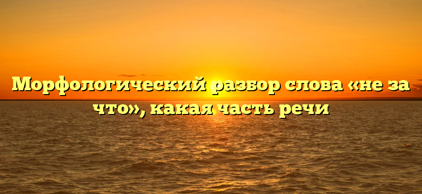 Морфологический разбор слова «не за что», какая часть речи