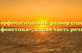 Морфологический разбор слова «фонетика», какая часть речи