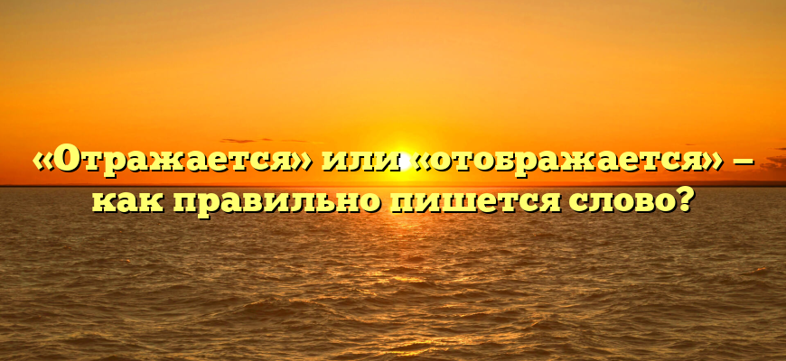 «Отражается» или «отображается» — как правильно пишется слово?