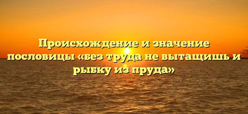 Происхождение и значение пословицы «без труда не вытащишь и рыбку из пруда»