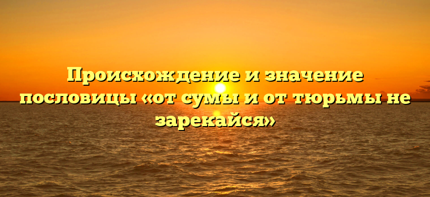 Происхождение и значение пословицы «от сумы и от тюрьмы не зарекайся»