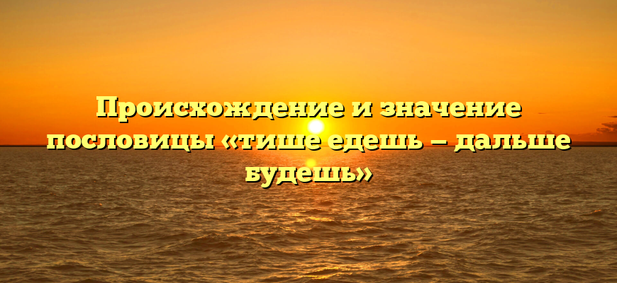 Происхождение и значение пословицы «тише едешь — дальше будешь»