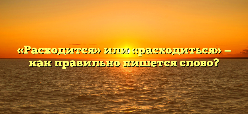 «Расходится» или «расходиться» — как правильно пишется слово?