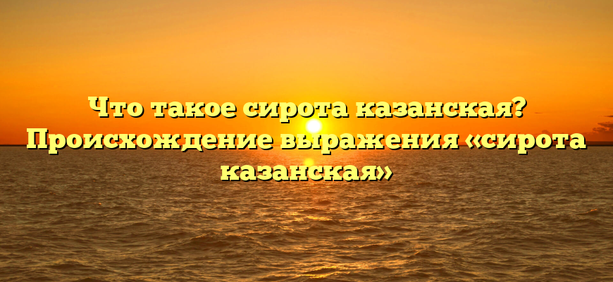 Что такое сирота казанская? Происхождение выражения «сирота казанская»