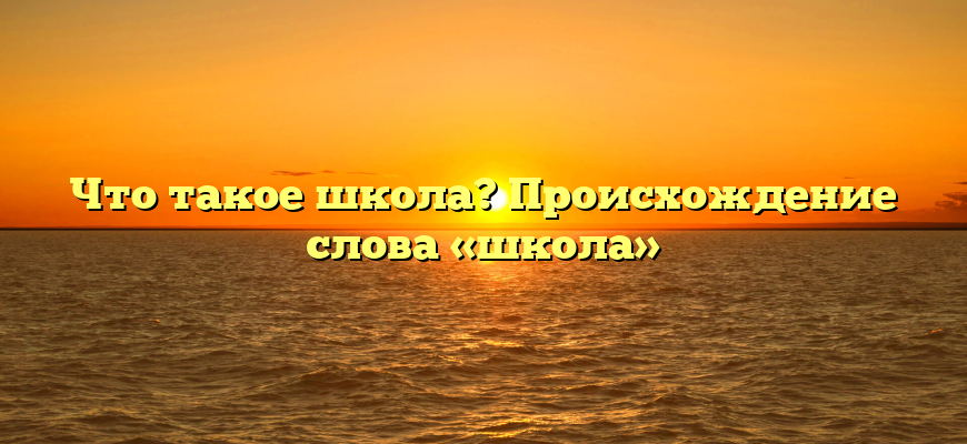 Что такое школа? Происхождение слова «школа»