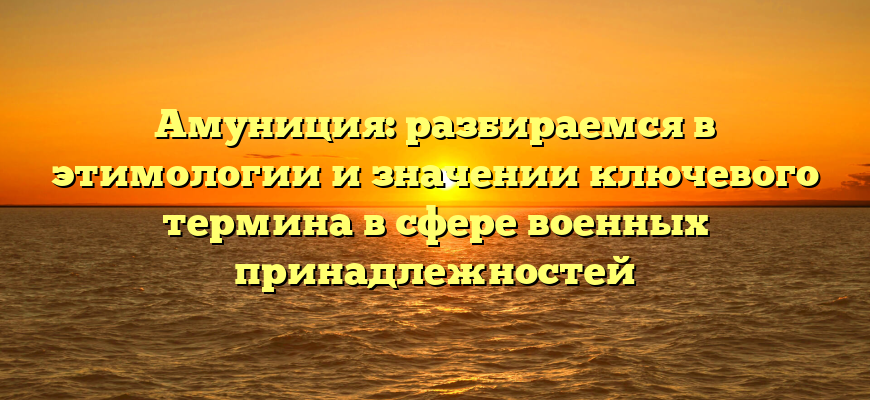 Амуниция: разбираемся в этимологии и значении ключевого термина в сфере военных принадлежностей