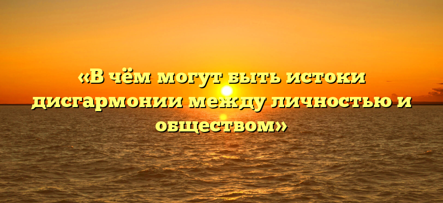 «В чём могут быть истоки дисгармонии между личностью и обществом»