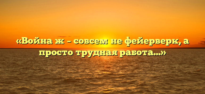 «Война ж – совсем не фейерверк, а просто трудная работа…»