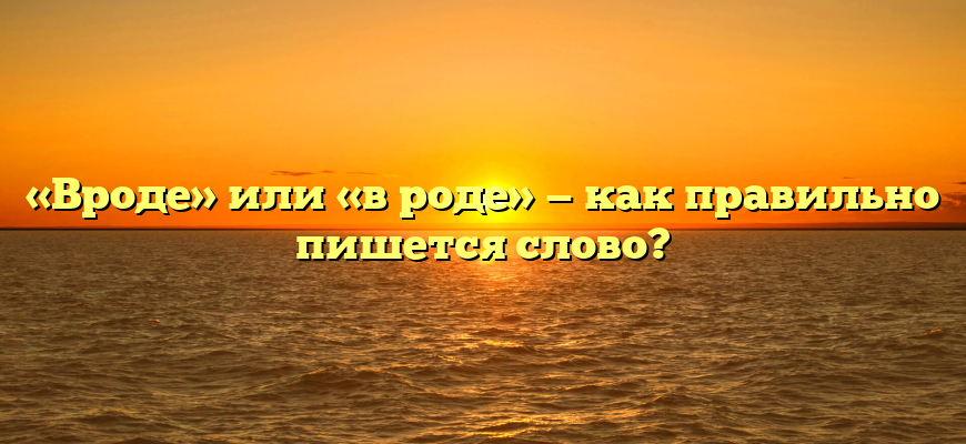 «Вроде» или «в роде» — как правильно пишется слово?