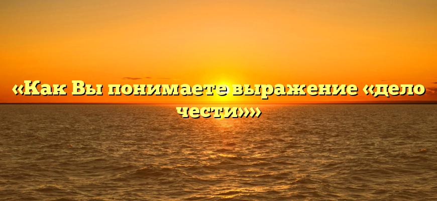 «Как Вы понимаете выражение «дело чести»»
