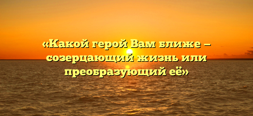 «Какой герой Вам ближе — созерцающий жизнь или преобразующий её»
