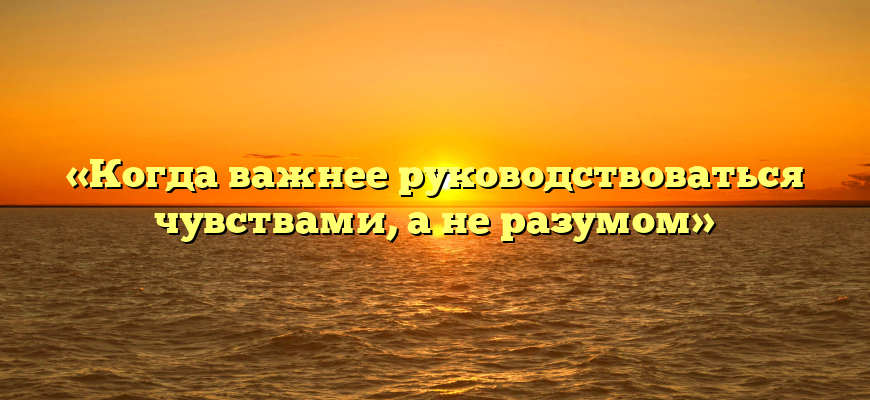 «Когда важнее руководствоваться чувствами, а не разумом»