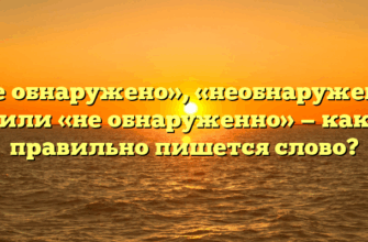 «Не обнаружено», «необнаружено» или «не обнаруженно» — как правильно пишется слово?